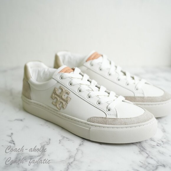 Tory Burch Color Block Signature T-Logo Leather Sneaker Shoes 161131 - Picture 4 of 11